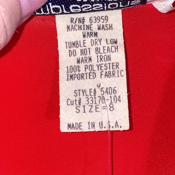 Vintage NWT Red Blouse Size 8 Silk-Like Double Breasted Lightweight Dead Stock - Picture 8 of 11